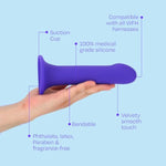 Wondher Bendable Strap-On Dildo With Suction Cup Base | Harness Compatible Sex Toy | Body-Safe Medical Grade Silicone | Sleek & Comfortable Design | Purple