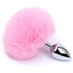 2Pcs/Set Fox Tail Anal Butt Plug Bunny Tail Stainless Steel Plug Sexy Toys Flirting Tools For Adults Cosplay &Sm Role Play Gradient (Pink)
