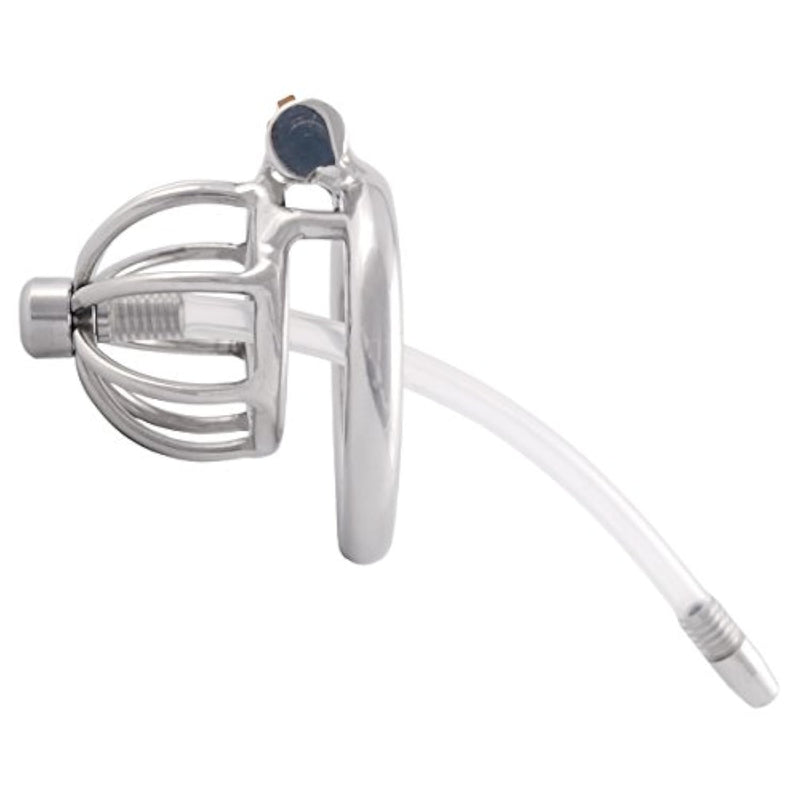 Metal Male Chastity Device Steel Stainless Cock Cage Sex Toy Ring With Tube C155 (2.17 Inch/ 55Mm)