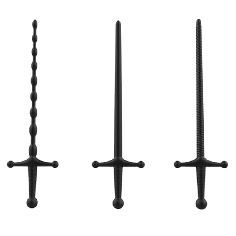 Silicone Penis Plug 3 Piece Set Samurai Sword Urethral Sounding Toys With Multi Bead Urethra Sound Design Prostate Stimulator For Men Masturbation