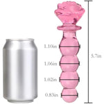 Crystal Rose Anal Bead Butt Plug, Clear Glass Anal Plug With 4 Gradual Large Anus Bead, Pink Rose Anal Plug Adult Sex Toy With Beautiful Round Rose Base For Men Women Sex
