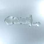 Glass Pleasure Plug With Crank, Nubby, Clear Melon