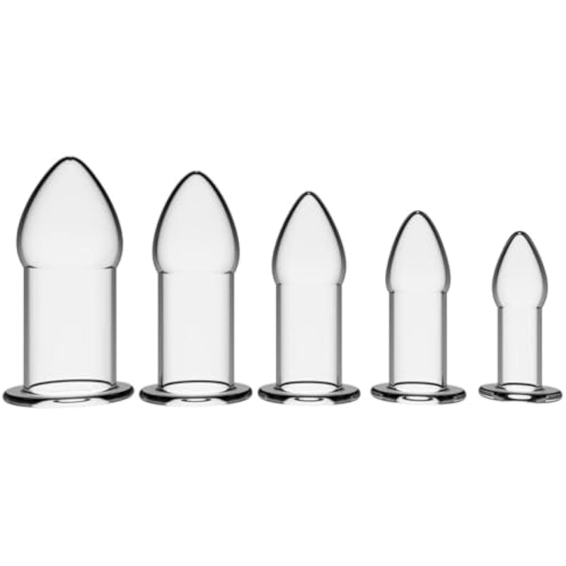 Anal Plug Set 5 Pcs Soft Silicone Butt Plugs Hollow Anal Dilator Adult Anal Trainer Anales Sex Toys Bondage Kit For Men Women Couples (White)