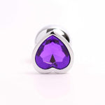 Anal Butt Plug, Heart Shaped Anal Trainer Jewel Butt Plug, G Spot Stainless Steel Personal Massager Butt Plug For Women Men And Couples(Purple, L)