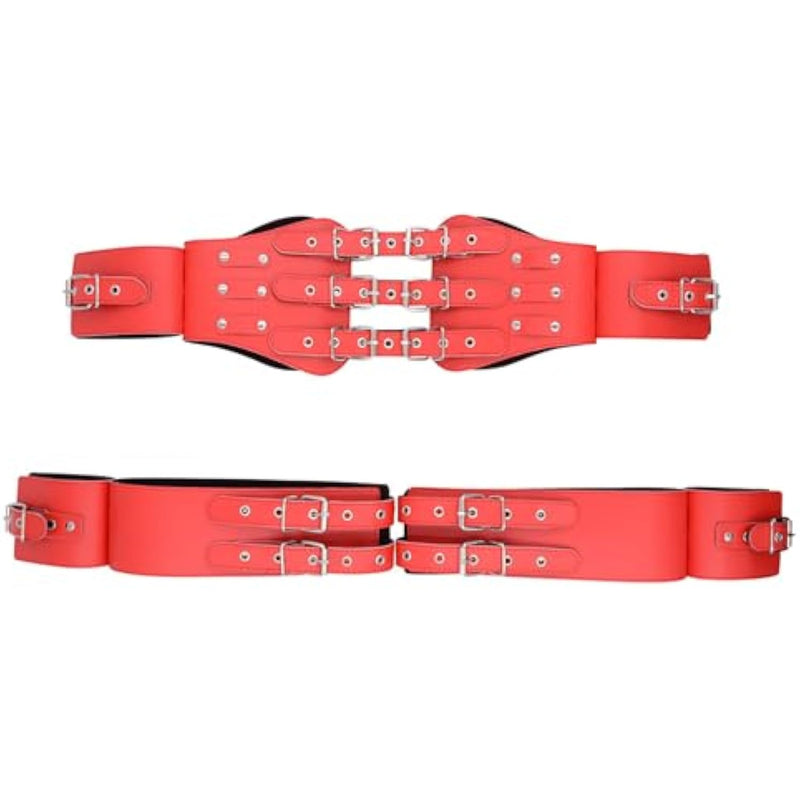 Bdsm Kit With Adjustable Handcuffs Thigh Cuffs Sm Role Play Games Sex Toys Gear & Accessories For Adult Men Women And Couples (Red)