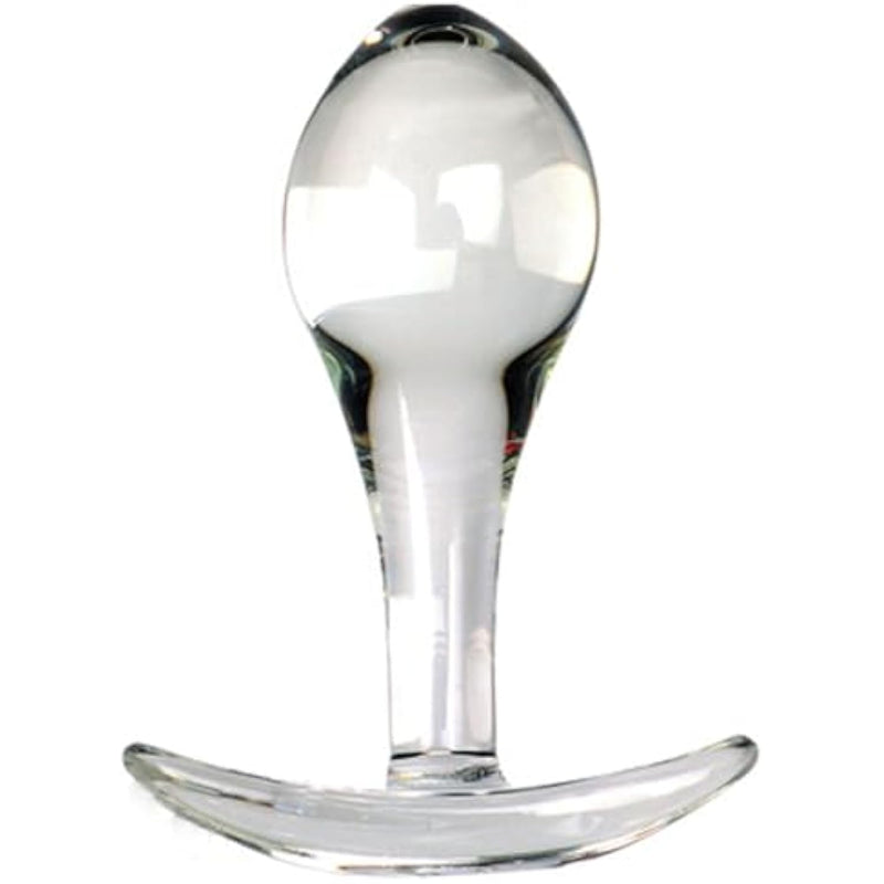Crystal Glass Anal Plug,Anal Plug For Comfortable Long-Term Wear Glass Butt Plug With Curved Based & Long Stem Tapered Prostate Massager Sex Toy Anal Expander Sex Toys For Men Women(L)