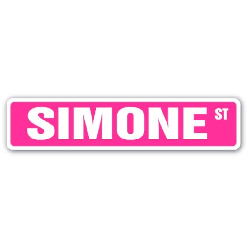 Simone Street Sign Childrens Name Room Sign | Indoor/Outdoor |  18" Wide Plast