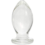 Huge Head Glass Butt Plug, Clear, Extra Large (5.5 Inches)