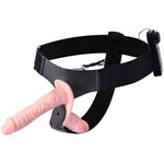 Vibrating Strap On Dildo Wearable Lesbian Dildo With Adjustable Harness Realistic Penis For Female Masturbation Sex Toys For Women(Beige)
