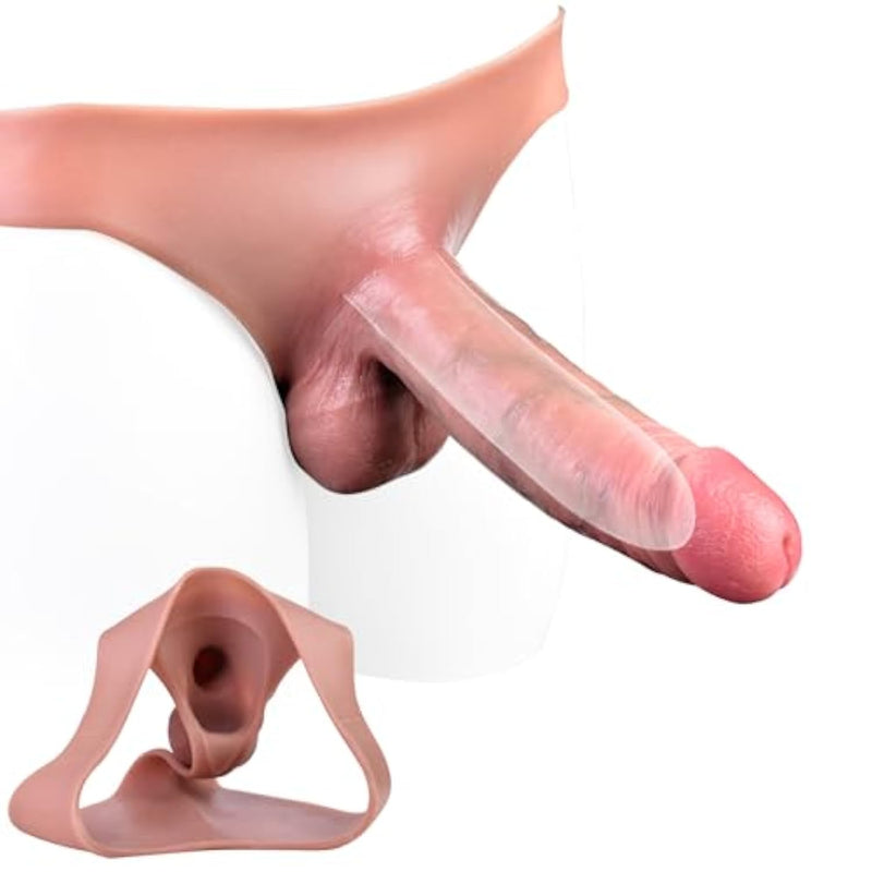 Hollow Strap On Wearable Dildo Panties, Realistic Strap On Dildo With 7.5 Inch Harness Strapon, Soft Silicone Penis Sleeve Extender, Anal G Spot Play, Sex Toys For Male Women Couples