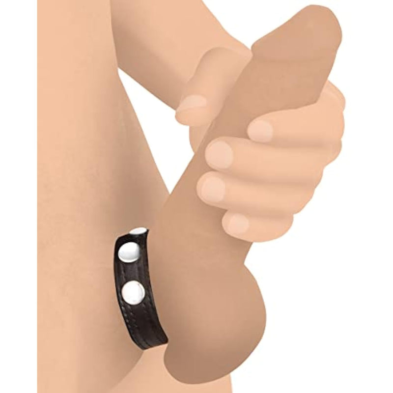 Xr Play Hard. Cock Ring Black Studded Leather Speed Snap-On Ring For Men Or Couples, Harder Longer Erection Enhancer, Adjustable Cock Ring, Stay Hard Male Enhancement - Black