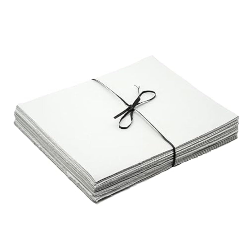 Handmade Watercolor Paper - 50 Sheets, 6 x 4 Inches, 150 GSM Virgin Cotton, Deckled Edge, Off White
