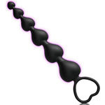 Anal Beads, Cute Silicone Flexible Anal Chain Butt Plug With 6 Gradual Balls And Pull Loop Prostate Massager G-Spot Stimulator Anal Training Sex Toy For Beginner 7.28 Inch, Black
