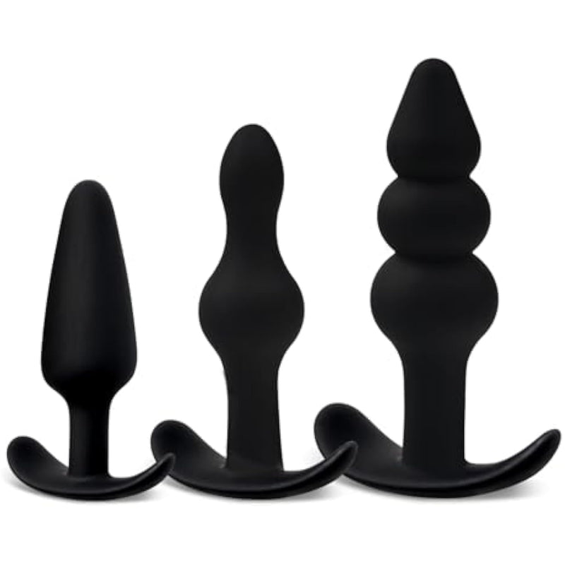 Anal Beads Plugs Kit 3 Pack, Silicone Butt Plug Training Set From Beginner To Advanced Player For Comfortable Long-Term Wear, Anal Sex Toys For Men Women, Prostate Massage Anus Ball Dilator For Couple