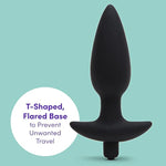 Butt Tingler Vibrating Butt Plug - 4.5 Inch Silicone Anal Plug - Beginner Friendly With Flared Base - 7 Vibration Modes & 3 Speeds - Waterproof - Black