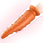 Liquid Silicone Sex Toys Anal Plug For Male And Female Masturbation Anal Expander With Powerful Suction Cup Strong Suction, Grain Layered Design On Both Sides Experience Double Pleasure (L)