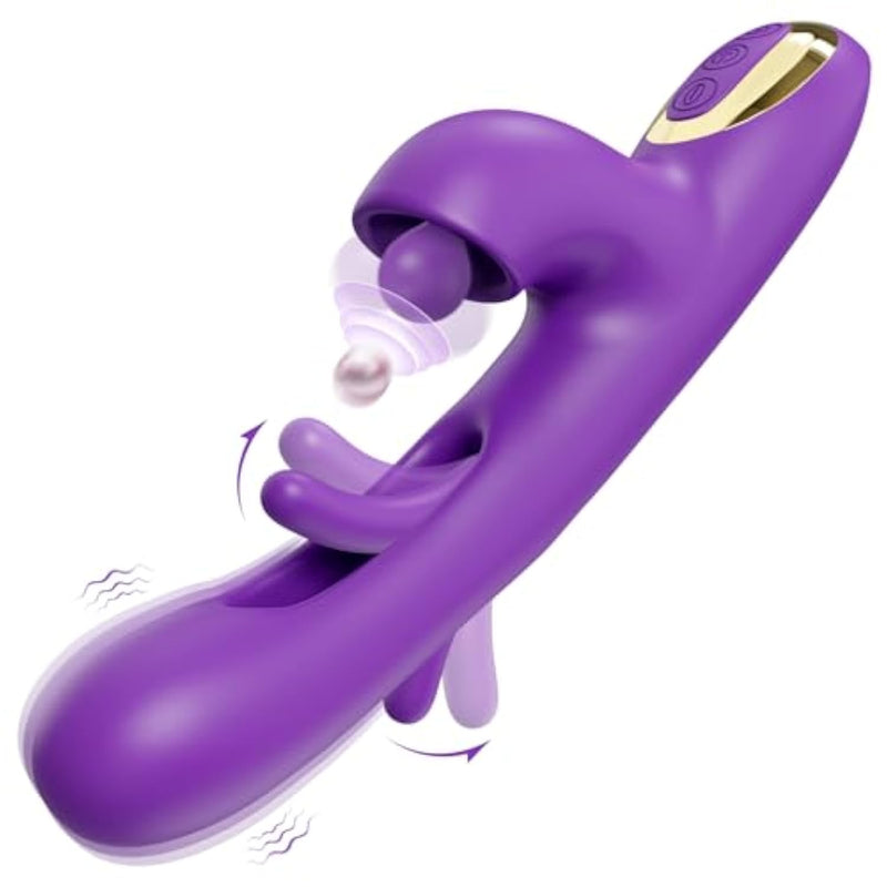 Vibrator Adult Sex Toys For Women - App Adult Toys G Spot Vibrator 360° Rotation Vibrators With 9 Rubbing & 9 Flapping & 9 Vibrating, Rabbit Dildo Clitoral Stimulator Rose Sex Toy For Women And Couple