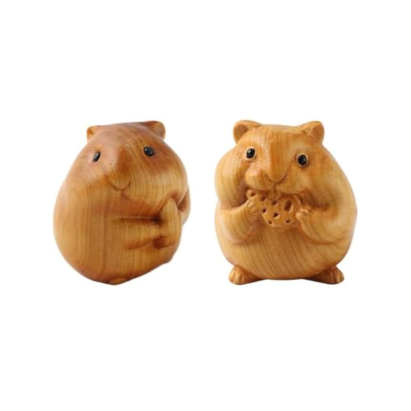 2 Pcs Cute Foodie Hamster Wooden Ornaments for Home & Office Decor