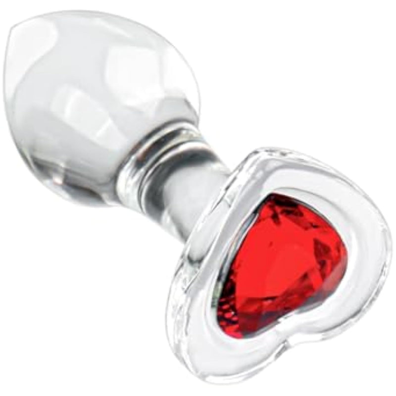 Glass Loving Heart Anal Butt Plug Crystal Anal Trainer Sex Toys With Diamond Transparent Butt Plug Anal Sex Toy For Women Men Beginners Anal Expander Training Anal Toy Anal Plug (L)