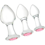 Crystal Anal Plug Bum Plugs Jewelry Anal Trainer Toys Glass Massage Butt Plug Large Medium Small Anal Stimulation Sex Toy For Unisex Masturbation (Pink)