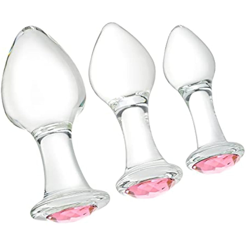 Crystal Anal Plug Bum Plugs Jewelry Anal Trainer Toys Glass Massage Butt Plug Large Medium Small Anal Stimulation Sex Toy For Unisex Masturbation (Pink)