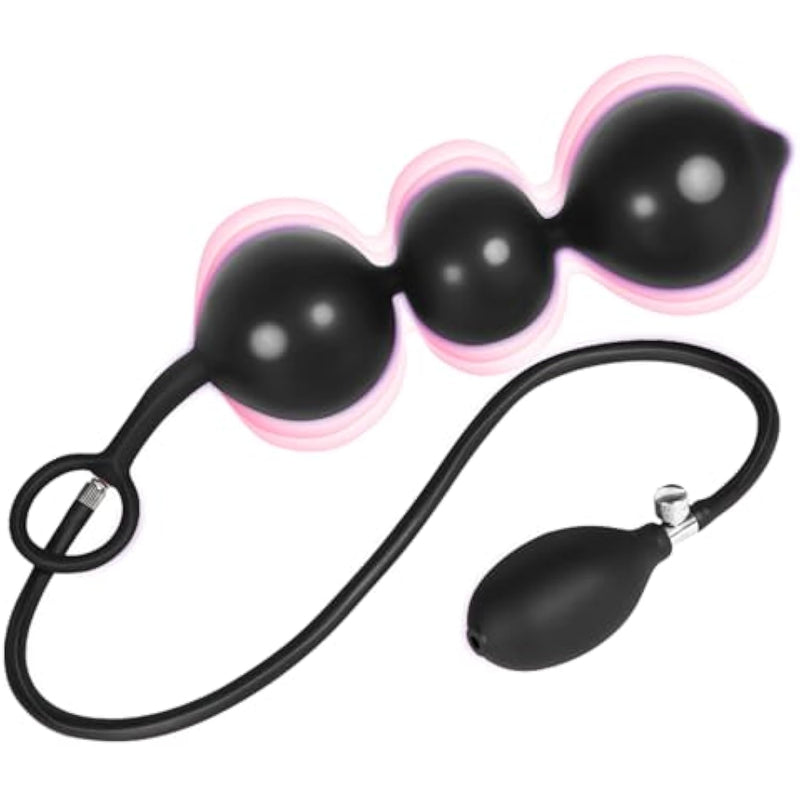 Inflatable Anal Beads Silicone Anal Toys With Air Pump Detachable Anal Sex Toys With Safe Pull Ring In Black Adjustable Size Anal Plug For Adult Sex Toy
