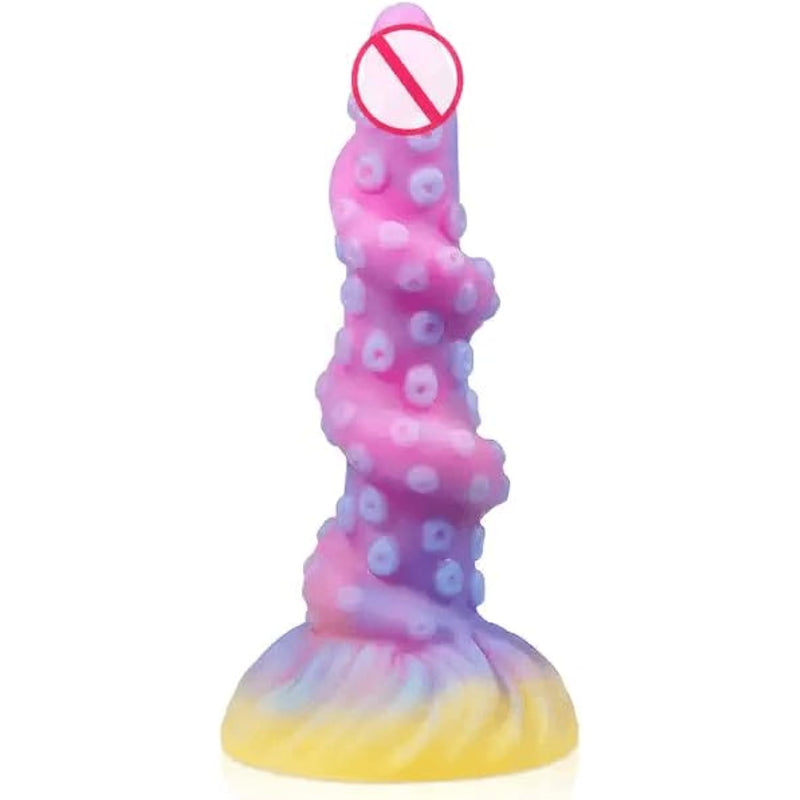 Huge G-Spot Dildo Silicone Tentacle Realistic Dildo Anal Plug with Strong Suction Cup Monster Dildo Glows in Dark 8inches