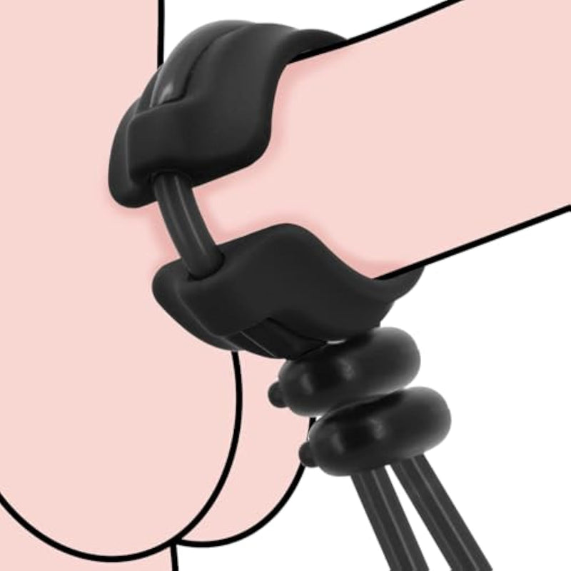 Adjustable Penis Ring With 2 Buckles - Silicone Cock Ring For Erection Enhancing Long Lasting Stronger - Black Men Sex Toy For Sex Game
