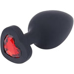 Heart Shaped Anal Plug - Hypoallergenic Nonporous Silicone - Removable Jewel - Smooth & Tapered Shape - Flared Base - Glamorous Gem - Pink Color Clear Jewel - Small