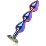 Anal Beads Butt Plug With Jewelry Base Anus Dilator Trainer Prostate Massager G-Spot Dildo Vaginal Stimulation For Men Women And Couples Colorful Alloy (3 Beads)