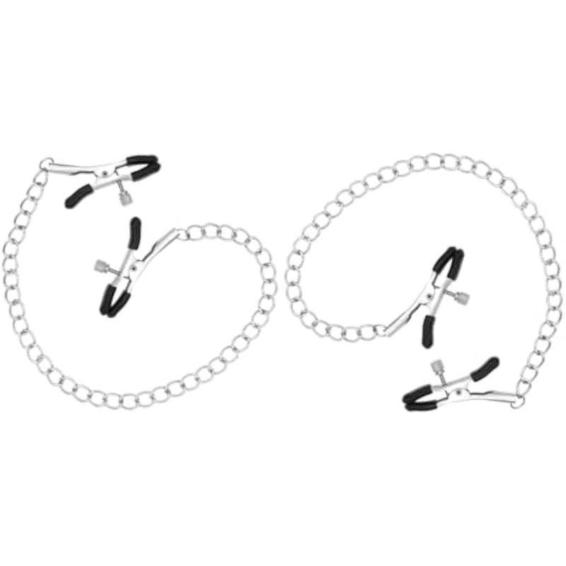 2Pcs Nipple Clips Nipple Clamps Nipple Chains Adjustable Pressure Body Rings Body Chains Necklace Stainless Steel Adjustable Non Piercing Chain For Women Faux Jewelry Clip Great Gift