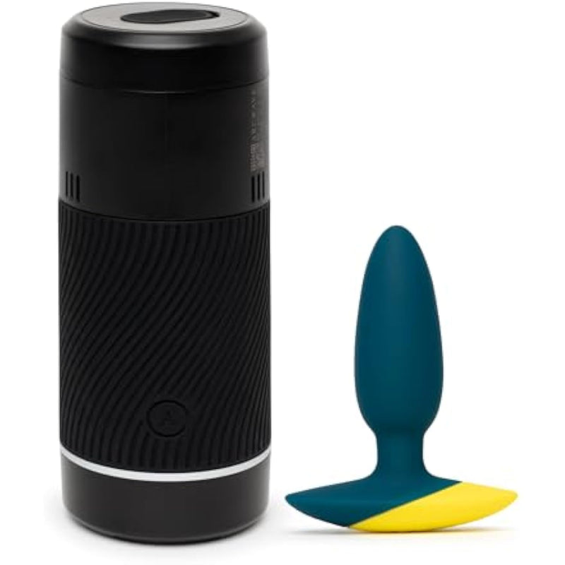 Pow Black Male Masturbator & Romp Bass Vibrating Anal Plug - Sex Toys For Men Bundle