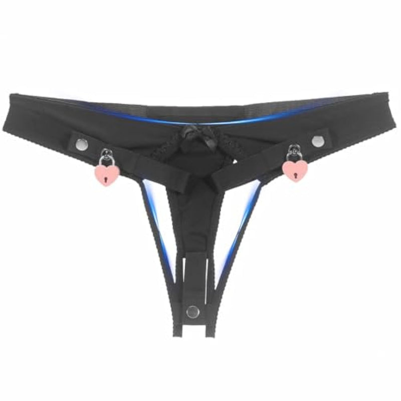 Cock Cage Accessories Chastity Strap Are Used To Match The Penis Cages Sex Toys Sissy Panties With Lock For Use With Chasity Devices Elastic Bands To Go With Adult Toy (M Lock,Black)