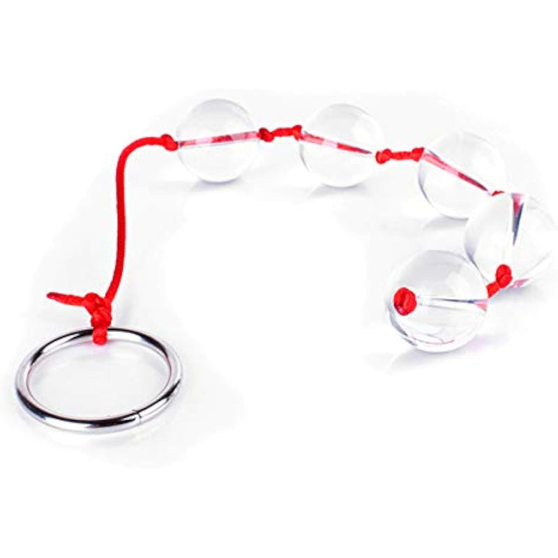 Anal Beads Stainless Steel Vaginal Beads With Safe Pull Ring,Masturbation Sex Toy For Men And Women,Fetish Bdsm Kit (Sphere Diameter: 1 Inch, Glass)