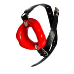 Opening O Ring Mouth Gag Soft Silicone Red Lips Shaped Adjustable Muzzle Gag Pu Leather Strap On Bdsm Sex Toy Harness Restraints Gear Fetish Adult Oral Game