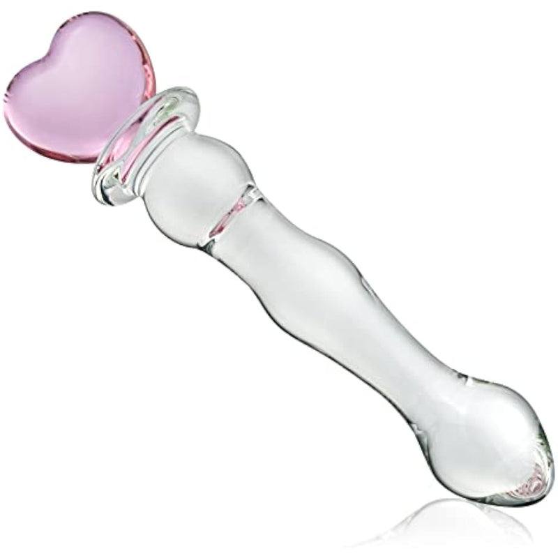 Glass Anal Plug, Crystal Butt Plug Pleasure Wand Anal Beads Dildo Penis Masturbation With Pink Heart