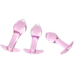 Anal Butt Plug Training Kit, 3 Pcs Glass Anal Trainer Dilator With Long Neck Anal Adult Sex Toy For Men Women Couple Masturbation (S/M/L)