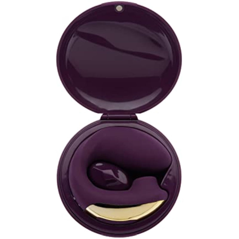 Share Satisfaction Sutra - Dual Stimulation Vibrator With Suction, 5 Suction Modes, 10 Vibration Patterns, Moveable Arm, Travel Lock Case, Waterproof, Usb Rechargeable - Purple