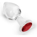 Crystal Glass Anal Plug With Luxury Jewelry Butt Plug Fetish Anus Stimulation Unisex Adult Anal Sex Toy (Red, L)