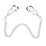 Adjustable Nipple Clamps With Chain For Bdsm Play – Manganese Steel Sex Bondage Toy With Rubber Tips – Silver Or Black, Durable Bdsm Toys For Couples (Silver)