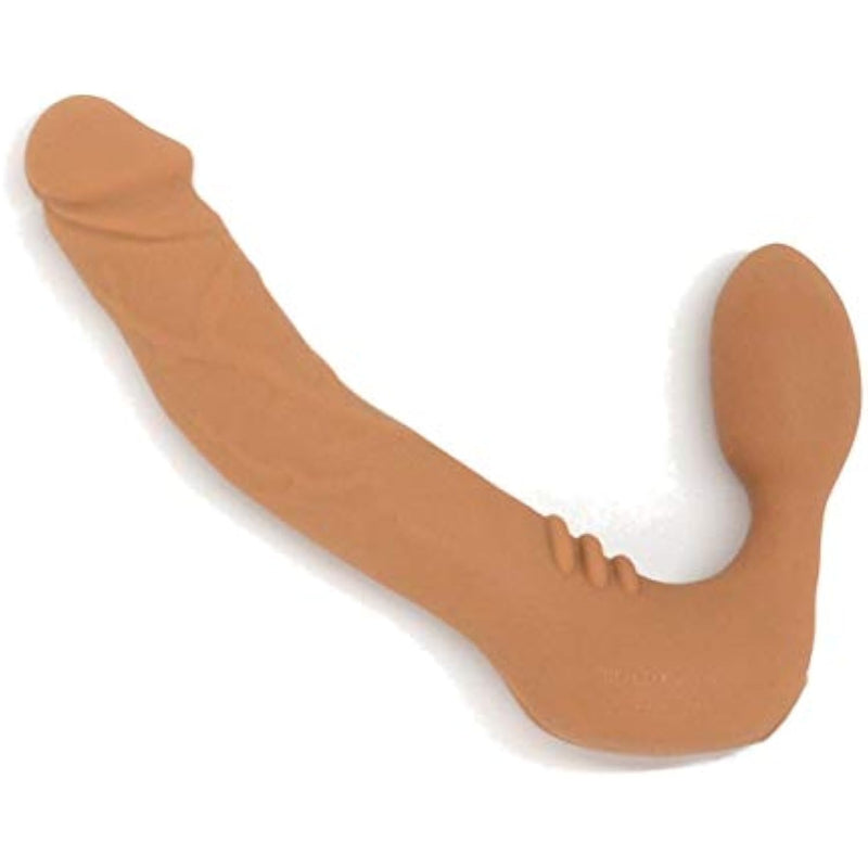 Classic Silicone Strapless Strap-On Harness-Free Double Dildo (Without Vibrator) Medium Size: 6 X 1.5 Inches In Cocoa Tan