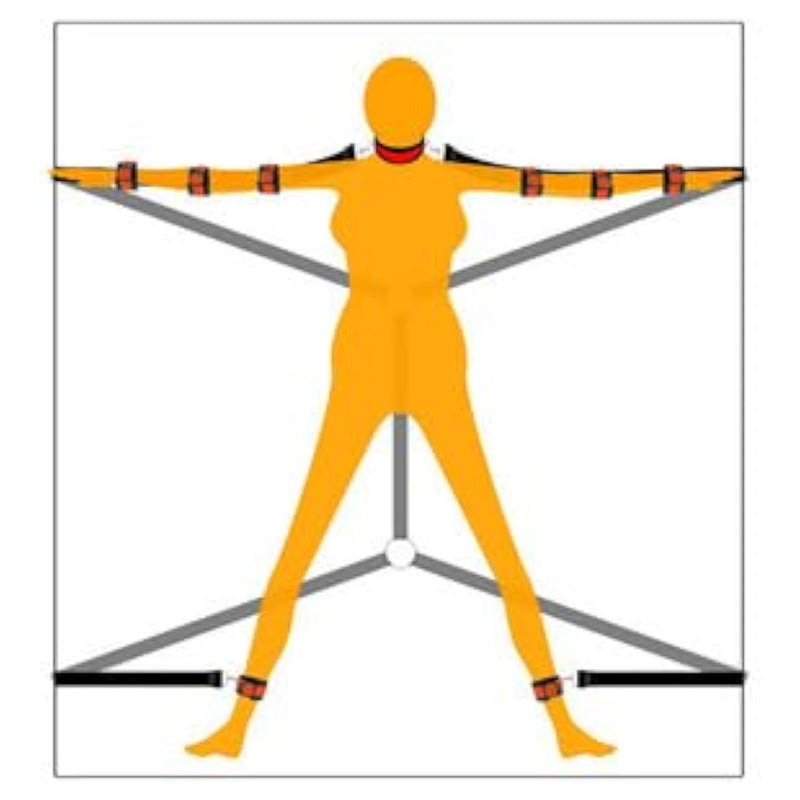 Adjustable Bed Restraint Set With Collar, Handcuffs & Ankle Cuffs, Couples Bed Restraints