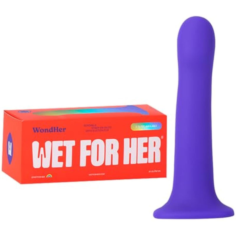 Wondher Bendable Strap-On Dildo With Suction Cup Base | Harness Compatible Sex Toy | Body-Safe Medical Grade Silicone | Sleek & Comfortable Design | Purple