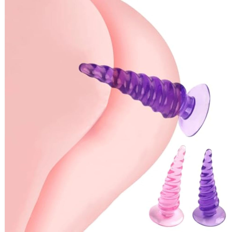 2Pcs Small Butt Plug, Anal Training Set For Anal Sex Beginners Dildo Soft Silicone Anal Sex Toys With Thread Textures Universal Anal Plug For Adult Men Women Gay Couples