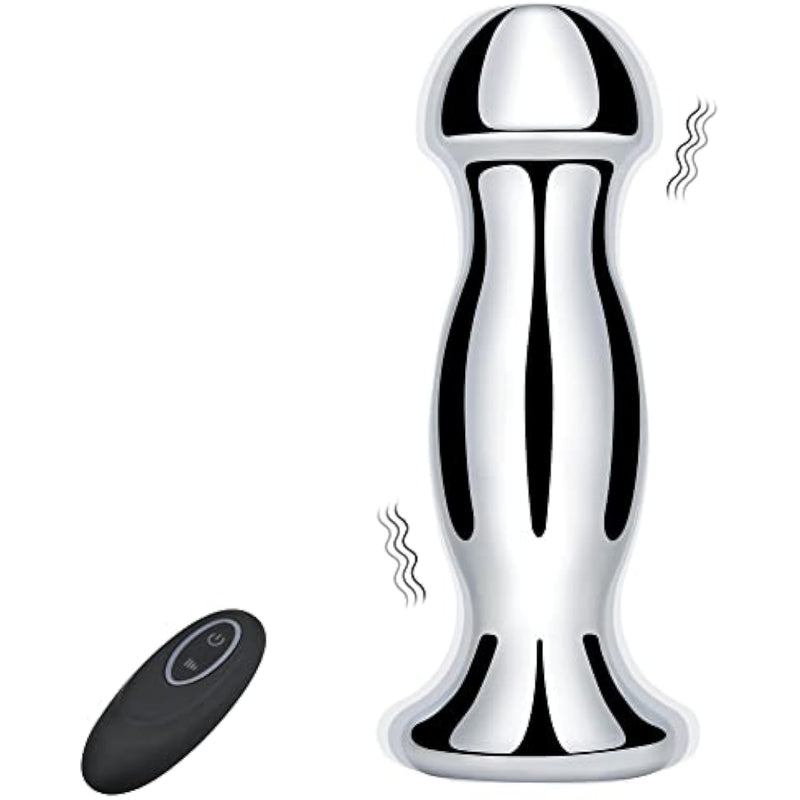 Long Vibrating Butt Plug Remote Control Vibrator With 10 Vibration Modes Prostate Massager For Masturbation Metal Anal Vibrator For Male Female Couples