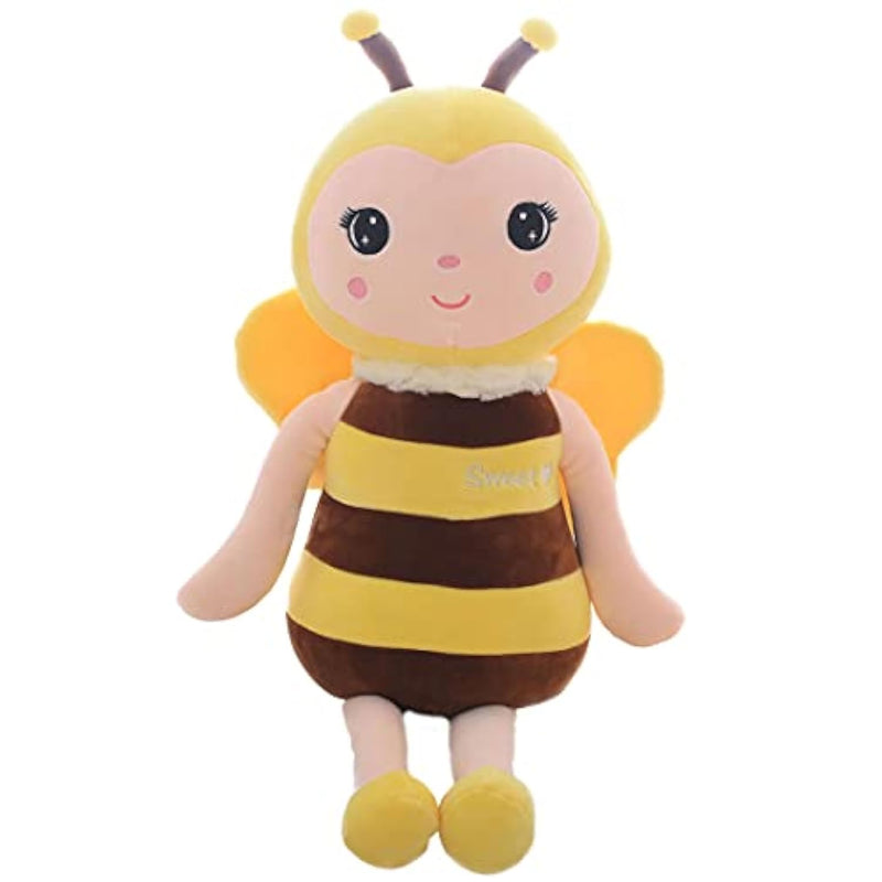 Emotional Support Bee Stuffed Animal With Smile Face And Yellow Wings Soft Plush Fuzzy Bumblebee Toy Pillow Pretty Sweet Gifts For Honey Kids Or Stuff Collection 12 Inches