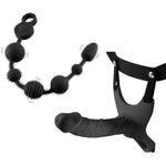 14 Inch Silicone Vibrating Anal Beads + Hollow Strap-On System