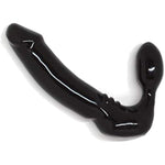 Stout Silicone Strapless Strap-On, Harness-Free Double Dildo (Without Vibrator) Thick Size: 5.75 X 1.75 Inches In Black.
