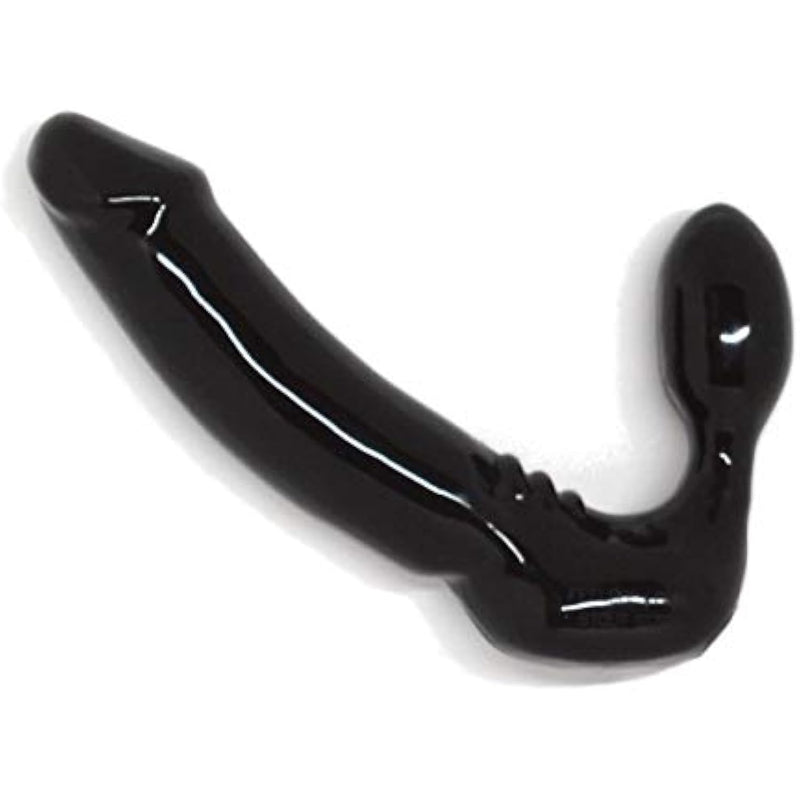 Stout Silicone Strapless Strap-On, Harness-Free Double Dildo (Without Vibrator) Thick Size: 5.75 X 1.75 Inches In Black.