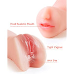 3 In 1 Pocket Pussy Male Masturbator & Drying Stick&Waterproof Storage Bag, Double-Ended Male Sex Toy Mouth Tongue Textured Vagina & Tight Anus For Men Masturbation (Flesh)